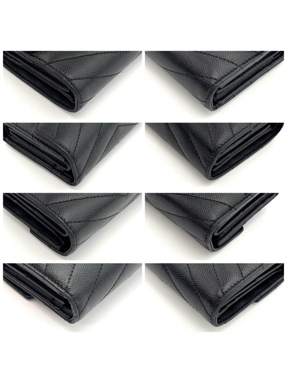 Saint Laurent Wallet Stitch Caviar Leather YSL Black - Picture 8 of 11